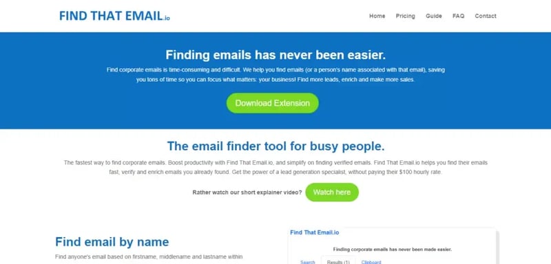 ferramenta de prospecção gratuita Find That Email.io
