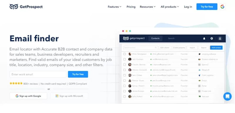 ferramenta de prospecção gratuita GetProspect
